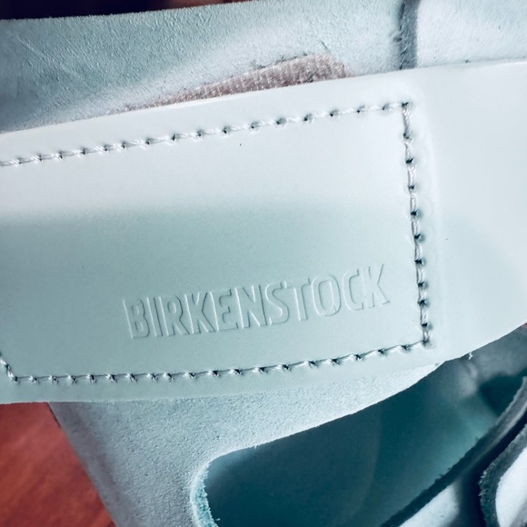 Birkenstock Uji Nubuck shine Leather straps slide sandals in surf green various - Picture 10 of 16